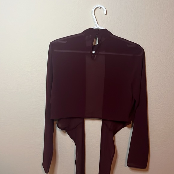 TOBI Burgundy Sheer Wrap Top - Size Small - Picture 2 of 3